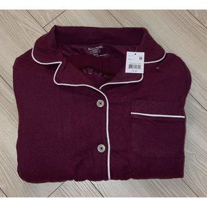 Motherhood Maternity 2 Piece Pajama Set Button Front Shirt Pants Womens M Maroon